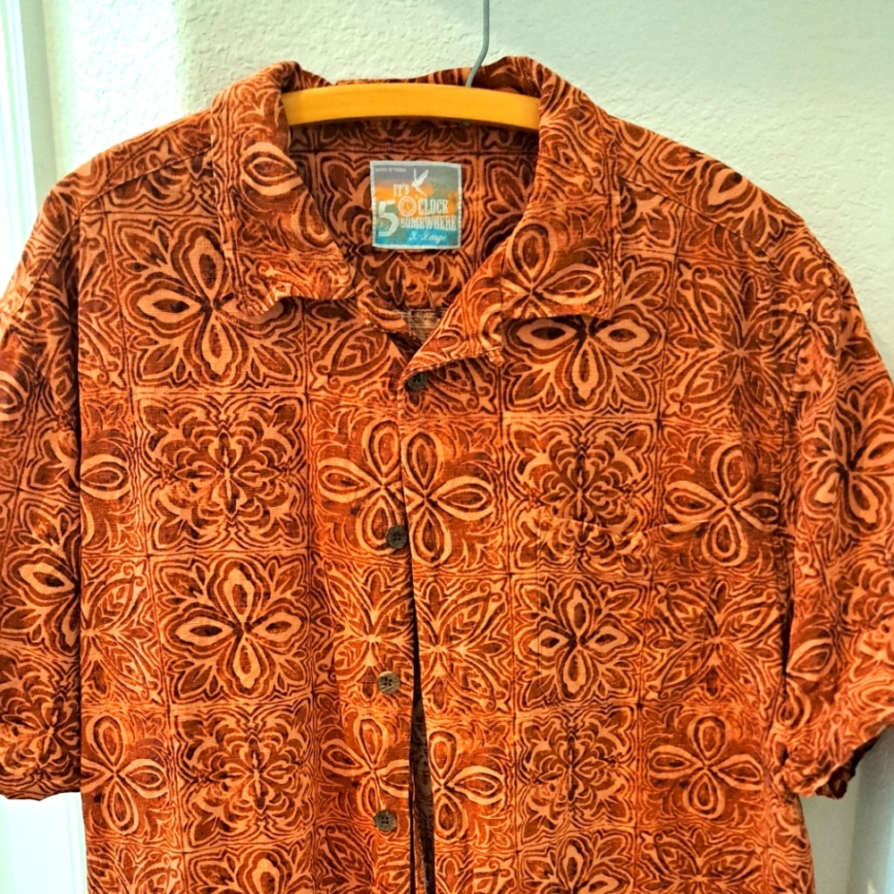 Men's Orange Floral Shirt